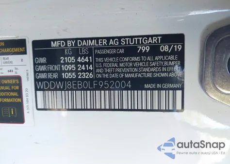 2020 Mercedes-Benz C 300 4Matic from USA, damaged, VIN WDDWJ8EB0LF952004